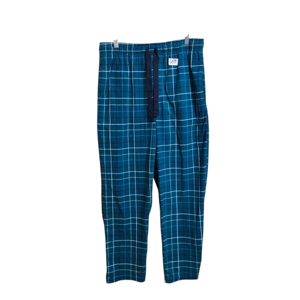 Izodโ Men's PJ Pants Size M Blue Plaid Drawstring Waist Pockets